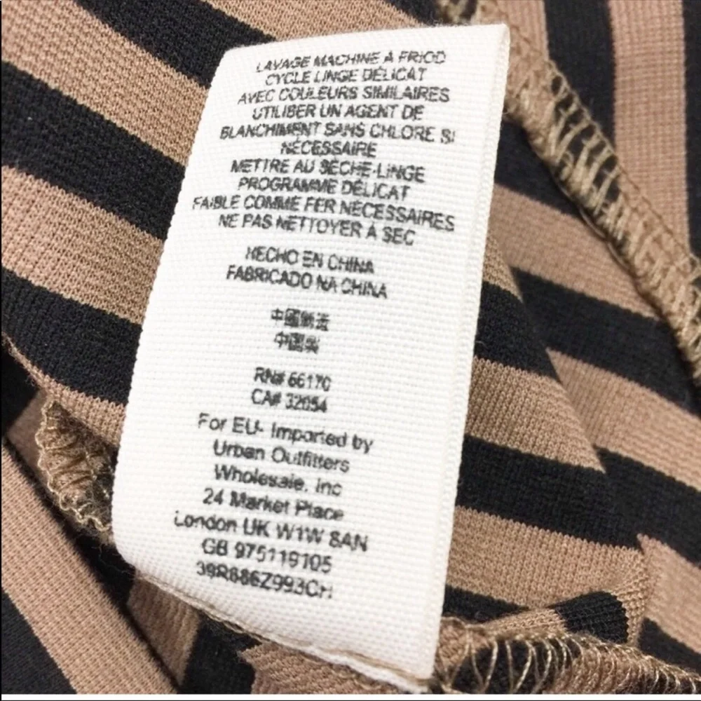 Free People Black Brown Stripe Fit and Flare Mini Dress XS